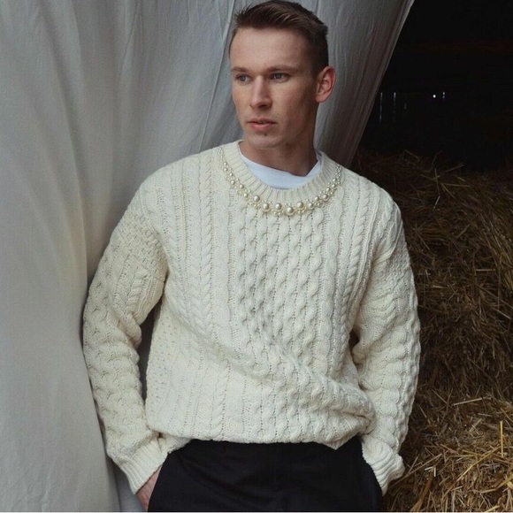 SIMONE ROCHA H&M COLLABORATION Unisex Cable Knit Pearl Sweater - Picture 2 of 6